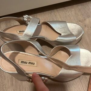 Miu Miu silver platform sandals